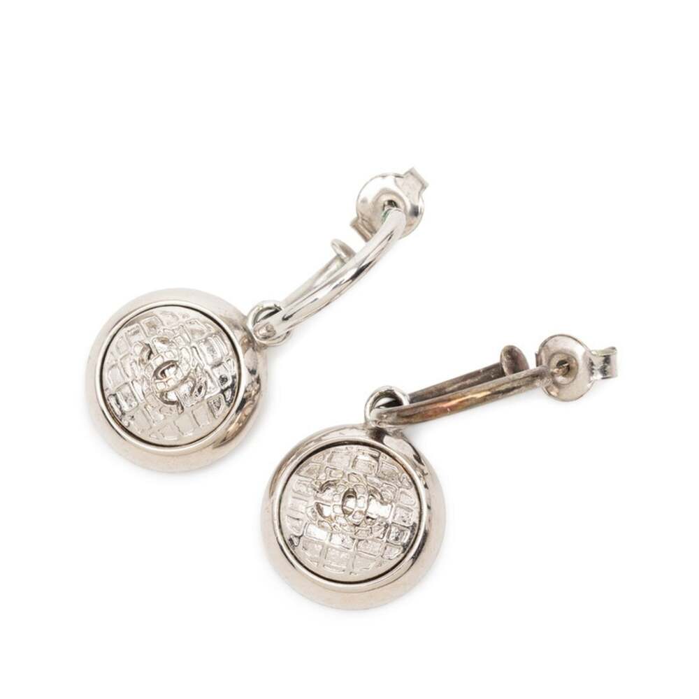 Chanel Cc Logo Earrings Silver-Tone #256730C67B